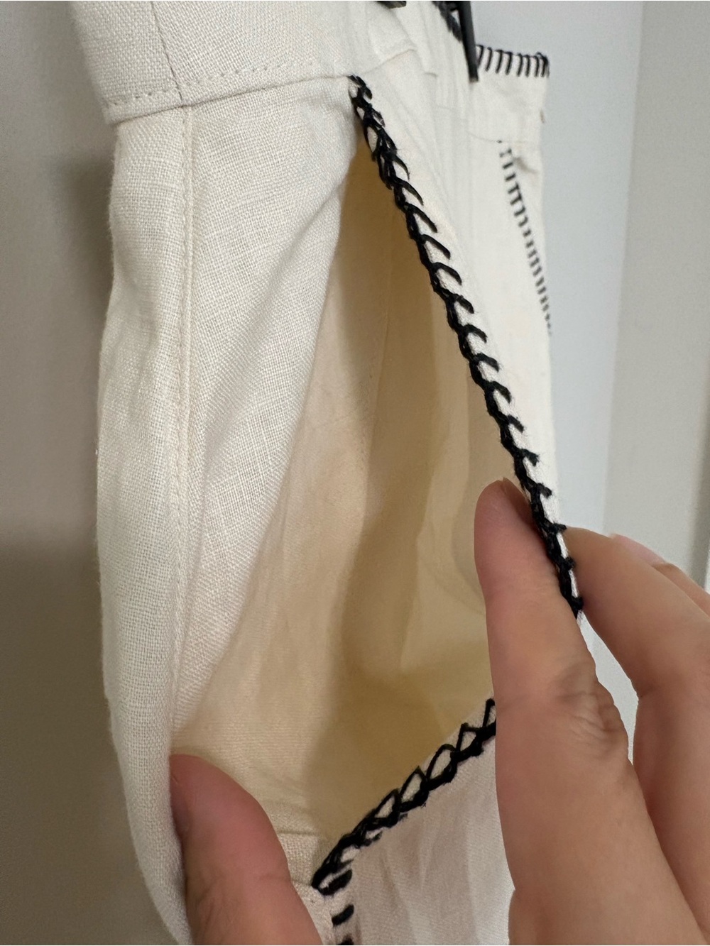NWOT Rachel Zoe 100% Linen White Black Stitch Two-Piece Set⁠ (size top s skirt 2 - Picture 7 of 11
